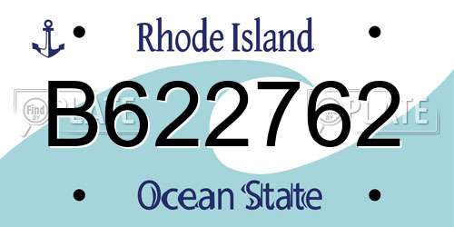B622762 Rhode Island License Plate