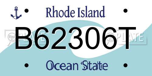 B62306T Rhode Island License Plate