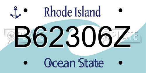 B62306Z Rhode Island License Plate