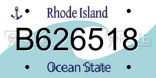 B626518 Rhode Island License Plate
