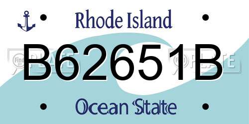 B62651B Rhode Island License Plate