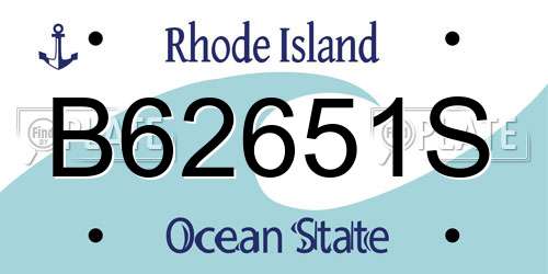 B62651S Rhode Island License Plate