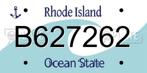 B627262 Rhode Island License Plate