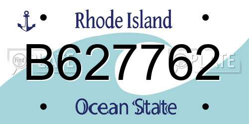 B627762 Rhode Island License Plate