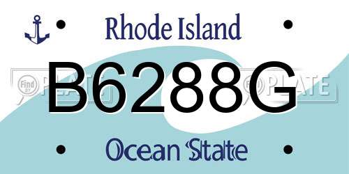 B6288G Rhode Island License Plate