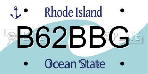B62BBG Rhode Island License Plate