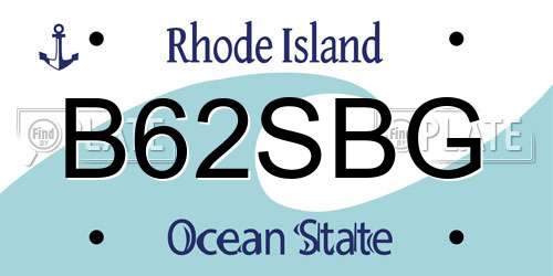 B62SBG Rhode Island License Plate