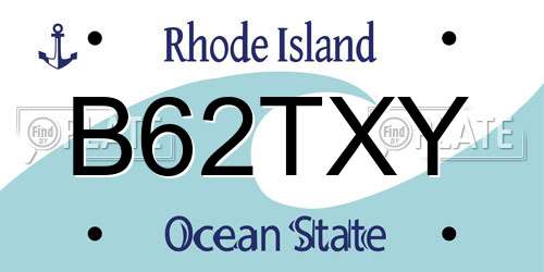 B62TXY Rhode Island License Plate