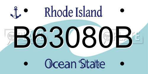 B63080B Rhode Island License Plate