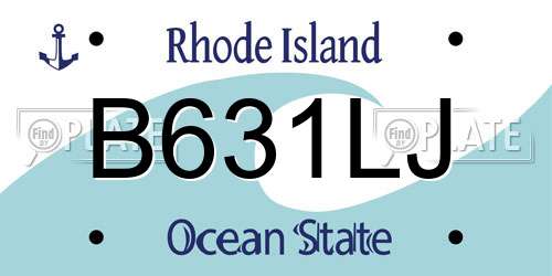 B631LJ Rhode Island License Plate