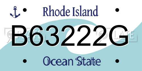 B63222G Rhode Island License Plate