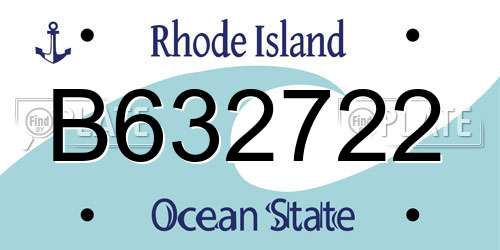 B632722 Rhode Island License Plate