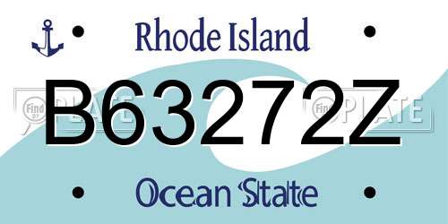 B63272Z Rhode Island License Plate