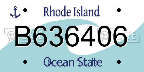B636406 Rhode Island License Plate