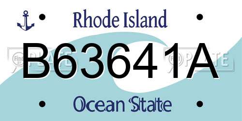 B63641A Rhode Island License Plate