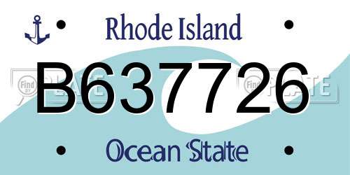 B637726 Rhode Island License Plate
