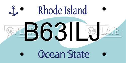 B63ILJ Rhode Island License Plate
