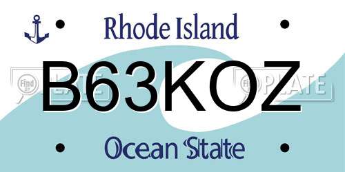 B63KOZ Rhode Island License Plate