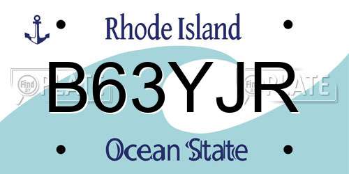 B63YJR Rhode Island License Plate