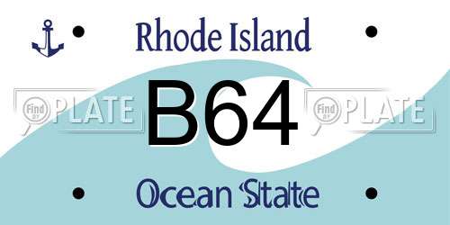 B64 Rhode Island License Plate