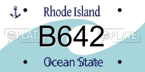B642 Rhode Island License Plate