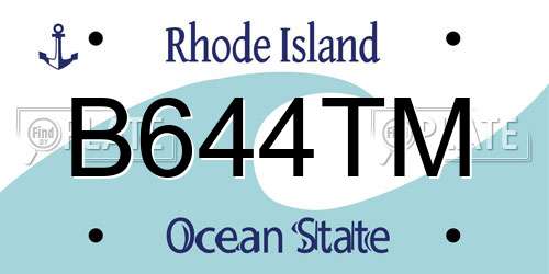 B644TM Rhode Island License Plate