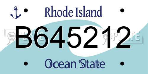 B645212 Rhode Island License Plate