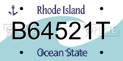 B64521T Rhode Island License Plate