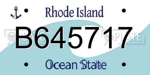 B645717 Rhode Island License Plate