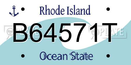 B64571T Rhode Island License Plate