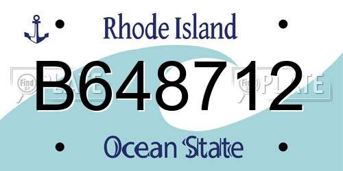 B648712 Rhode Island License Plate