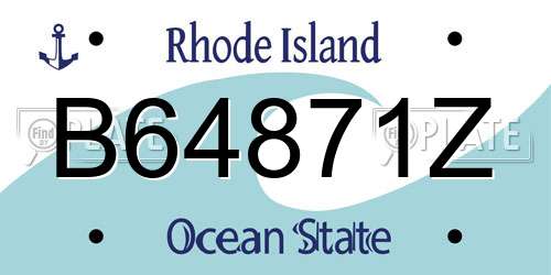 B64871Z Rhode Island License Plate