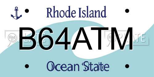 B64ATM Rhode Island License Plate