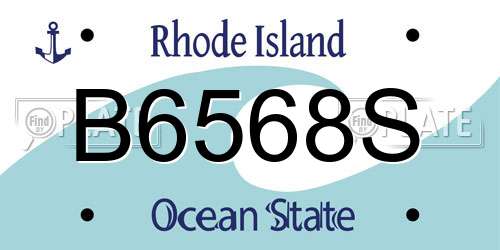 B6568S Rhode Island License Plate