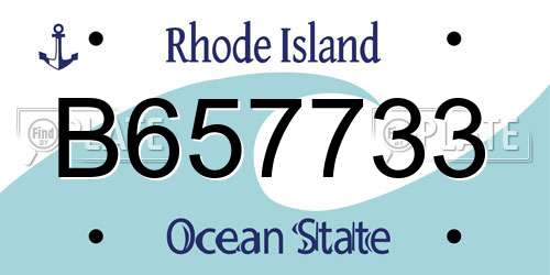B657733 Rhode Island License Plate