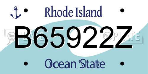 B65922Z Rhode Island License Plate