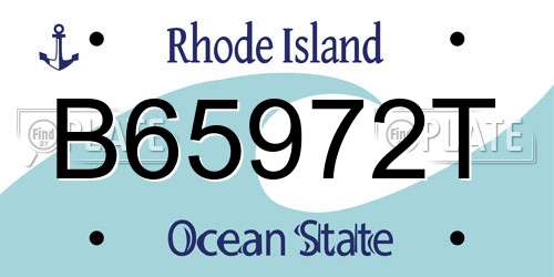 B65972T Rhode Island License Plate