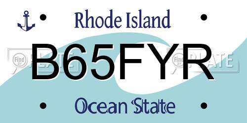 B65FYR Rhode Island License Plate