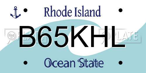 B65KHL Rhode Island License Plate