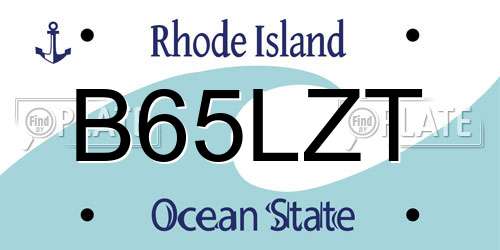 B65LZT Rhode Island License Plate