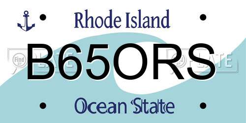 B65ORS Rhode Island License Plate