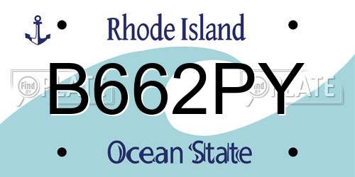 B662PY Rhode Island License Plate