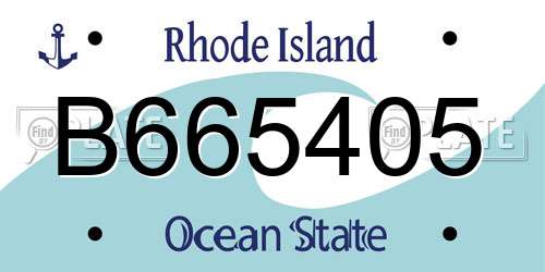 B665405 Rhode Island License Plate