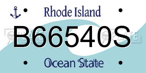 B66540S Rhode Island License Plate