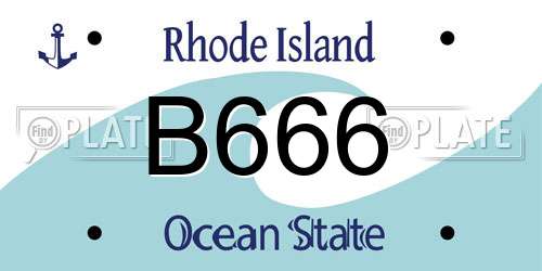 B666 Rhode Island License Plate