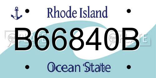B66840B Rhode Island License Plate