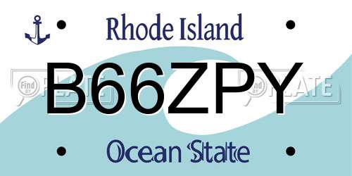 B66ZPY Rhode Island License Plate