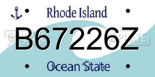 B67226Z Rhode Island License Plate