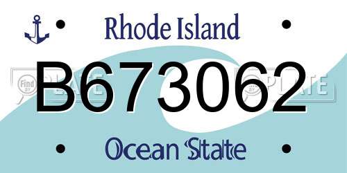 B673062 Rhode Island License Plate