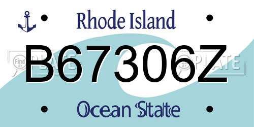 B67306Z Rhode Island License Plate